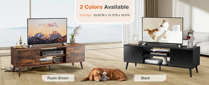 Wooden Fireplace TV Stand for 60 Inch TV – Living Room Entertainment Center with Adjustable Shelf & 2 Storage Cabinets