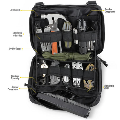 Tactical MOLLE Utility Admin Pouch – EDC Medical Gear Organizer Bag Attachment for Backpack, Hunting & Outdoor Use
