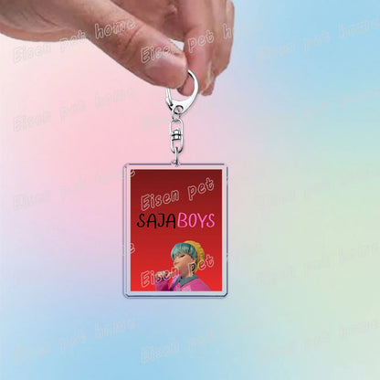 Kpop Demon Hunters Huntrix Saja Boys Keychain Bag Charm Rumi Zoey Jinu Ramen Keyring Fans Gift