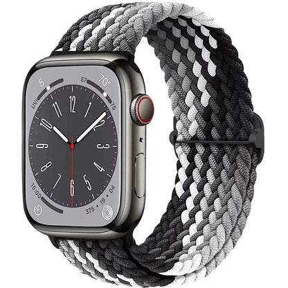 Braided Solo Loop Apple Watch Ultra Band – Elastic Nylon Adjustable Strap for iWatch SE, Series 3–9 (38mm–49mm) Bracelet Band