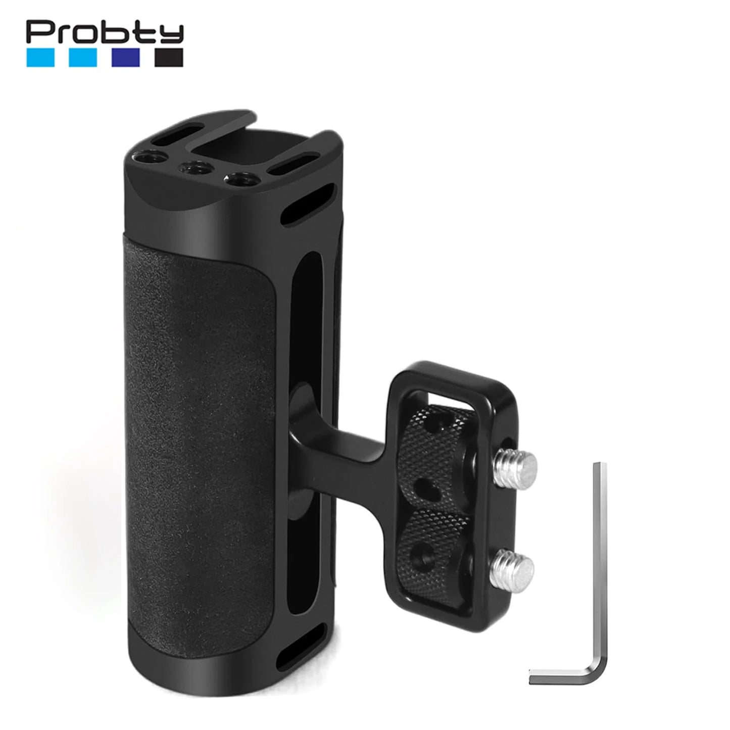 Probty Mini Side Handle Handgrip – Cold Shoe & 1/4"-20 Mount for DSLR/Digital Camera Cage