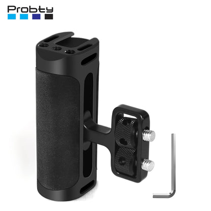 Probty Mini Side Handle Handgrip – Cold Shoe & 1/4"-20 Mount for DSLR/Digital Camera Cage