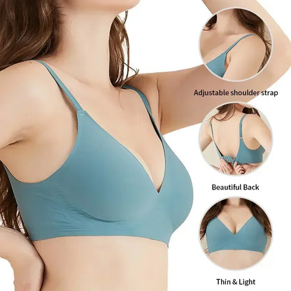 Latex Jelly Seamless Bras for Women – Wireless, Removable Padded Bralette, Comfortable One-Piece Brassiere for Sleep