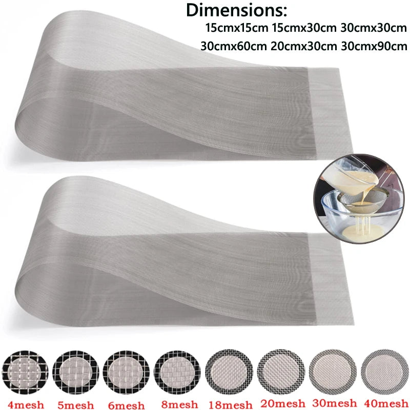 304 Stainless Steel Mesh Filter Sheets 4–400 Mesh Woven Wire Screen 1–5pcs High Quality Filtration Mesh