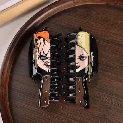New Horror Series Hair Clips — Acrylic Claw Clips with Clown, Crab, and Shark Designs, Halloween Hair Accessories for Women