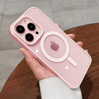 Acrylic Magnetic Clear iPhone Case – Hard Back Cover with MagSafe Wireless Charging, Pink, Fits iPhone 11-16 Pro Max & Plus
