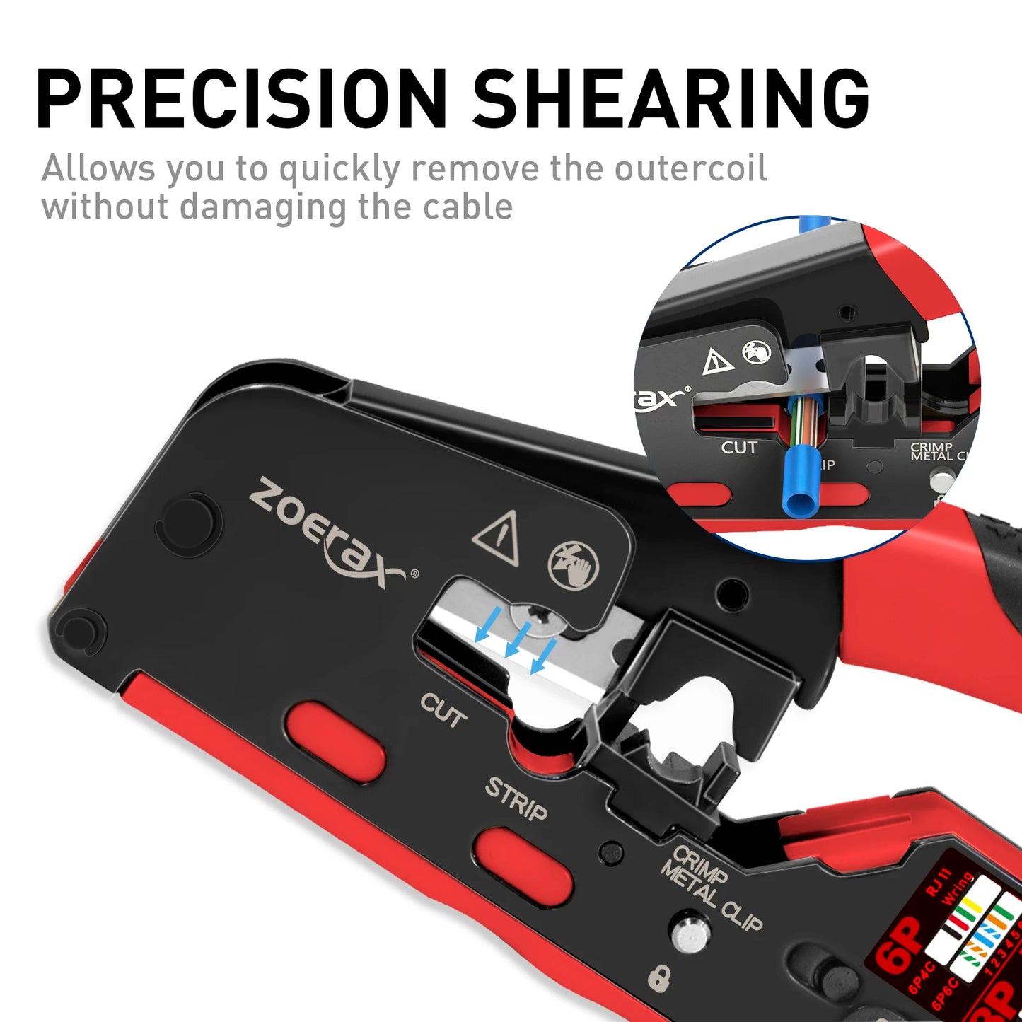 ZoeRax RJ45 Network Crimping Tool - CAT7 CAT6A CAT6 CAT5e Ethernet Cable Cutter & Wire Stripper