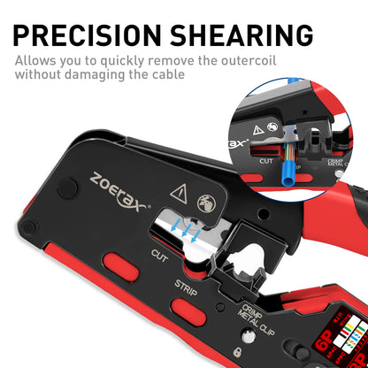 ZoeRax RJ45 Network Crimping Tool - CAT7 CAT6A CAT6 CAT5e Ethernet Cable Cutter & Wire Stripper