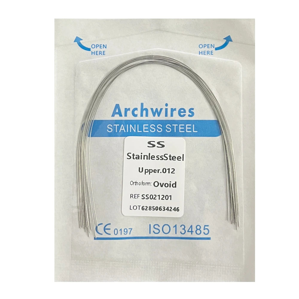 10PCS Dental Orthodontic Arch Wire Set - Stainless Steel Round & Rectangular Dentist Ovoid Form Material