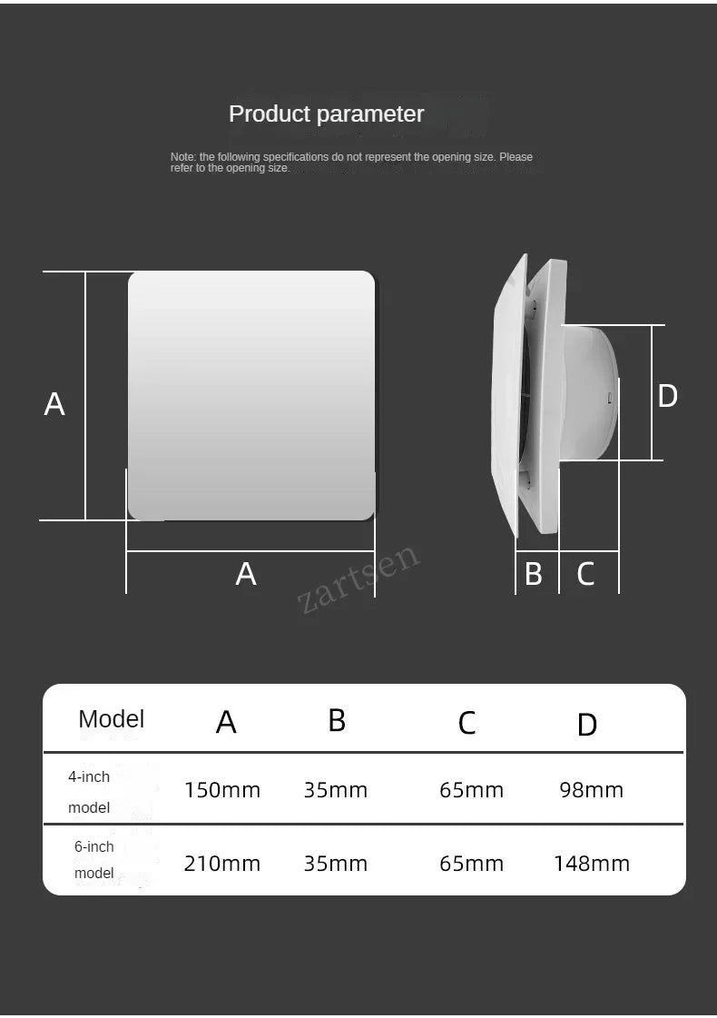 4 Inch High-Speed Exhaust Fan - Wall/Window Ventilator for Toilet, Kitchen & Bathroom with Remote Control