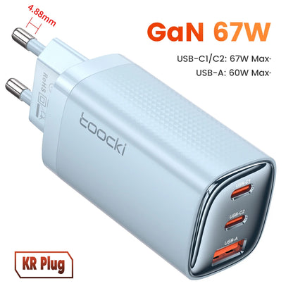 Toocki 67W GaN USB-C Charger — Digital Display Quick Charge PD PPS QC4.0 for MacBook, Laptop, iPad, iPhone 15/14