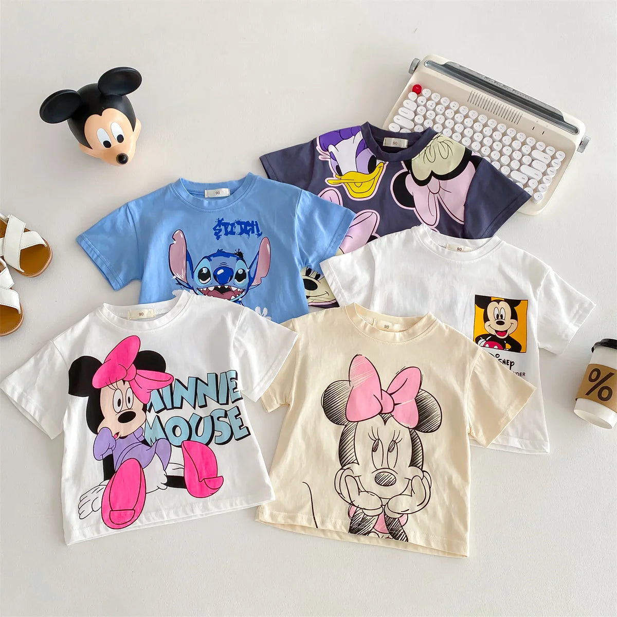 Disney Cartoon Baby T-Shirt – Cute Minnie Printed Summer Tee for Girls & Boys, Short Sleeve Crewneck Kids Tops
