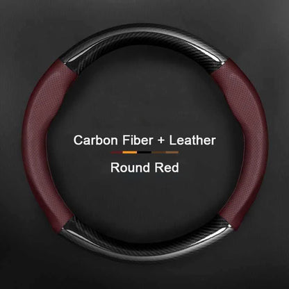 Hyundai Carbon-Fiber Leather Steering Wheel Cover — Fits i20/i30/i40/ix25/ix35/ix55/Elantra/Tucson/Sonata/Solaris/Palisade/Nexo
