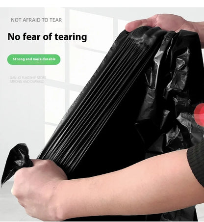 60/100L Large Kitchen Garbage Bags – 1 Roll (15 PCS) Thick Black Disposable Waste Bags with Drawstring Handles