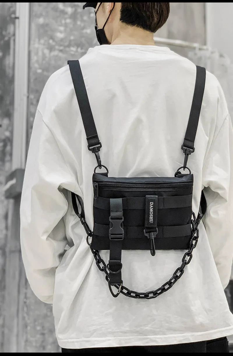 Versatile Style: Functional Tactical Chest Bag - Unisex Bullet Hip Hop Vest Streetwear Waist Pack, Black Wild Chest Rig Bag for Men and Women