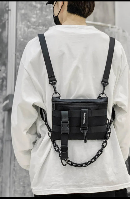 Versatile Style: Functional Tactical Chest Bag - Unisex Bullet Hip Hop Vest Streetwear Waist Pack, Black Wild Chest Rig Bag for Men and Women