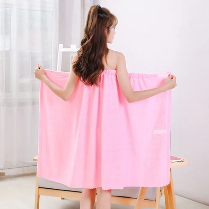 Women’s Fast Drying Wearable Bath Towel Wrap – Soft Microfiber Spa Bathrobe with Bowknot for Shower, Beach & Bathroom