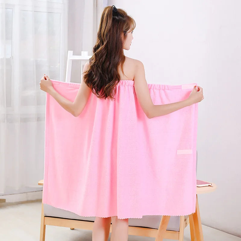 New Coral Velvet Bath Skirt – Soft, Absorbent, Thickened Wearable Bath Towel with Elastic Edge for Women, Quick Dry