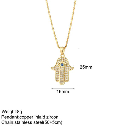 Heart Evil Blue Eye Sun Necklace – Cute Dog, Bee & Elephant Gold Pendant with Long Stainless Steel Chain for Women