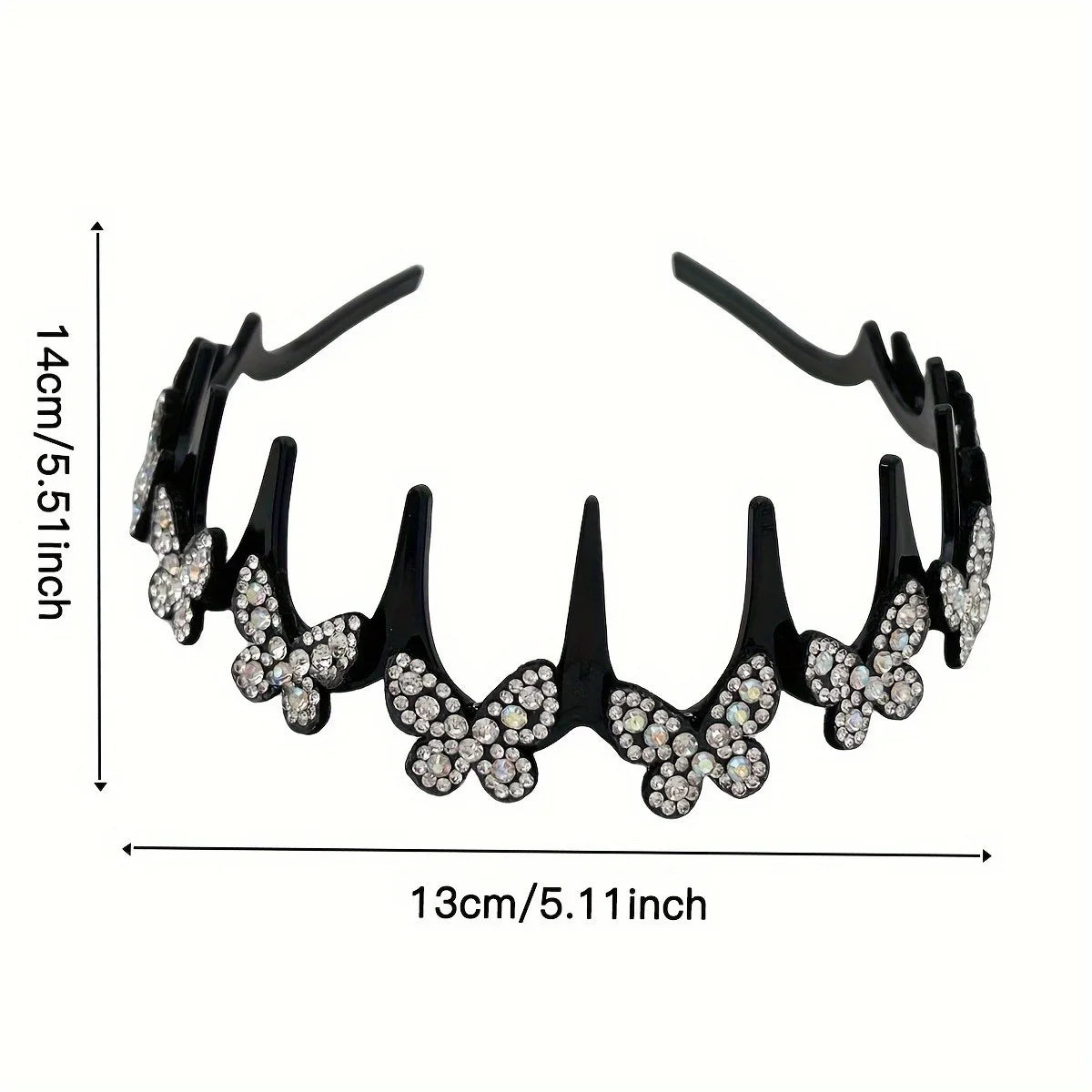Rhinestone Butterfly Wavy Headband - Stylish Flyaway Hair Holder for Women & Teens