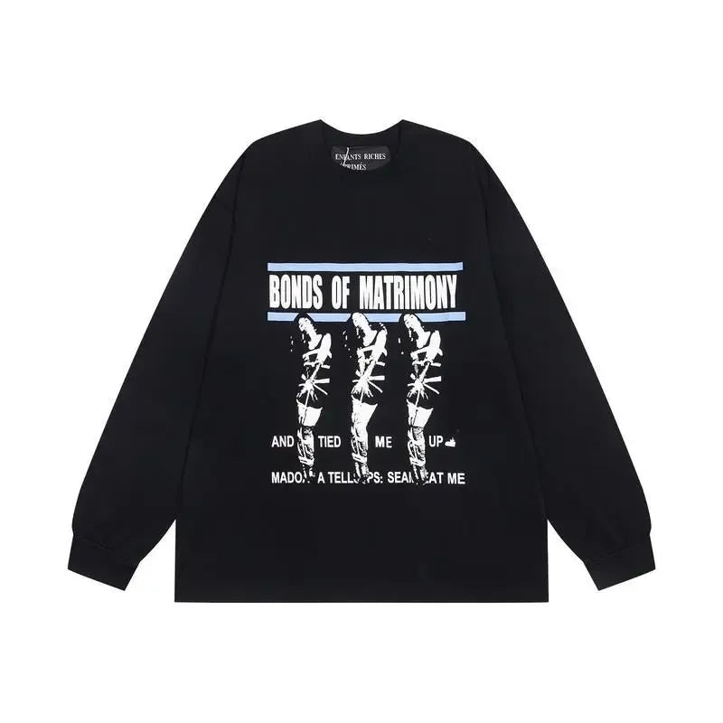 Washed Casual Hoodie Sweatshirt — Unisex Loose-Fit Street Style Crew Neck with Lip Print Letter Design, Vintage Comfortable Top