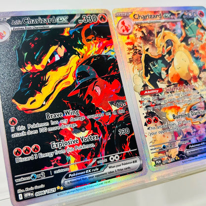 Ash’s Charizard ex Holographic Card – 0006/1025 English Foil Texture Anime Collectible Card