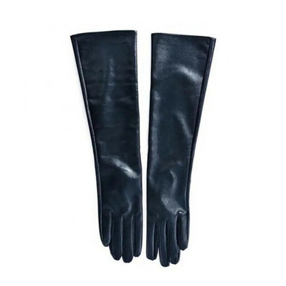 Fashion Women’s Long Leather Gloves – Warm Winter Elbow-Length Soft Lined Evening Party Gloves High Quality Stylish Handwear