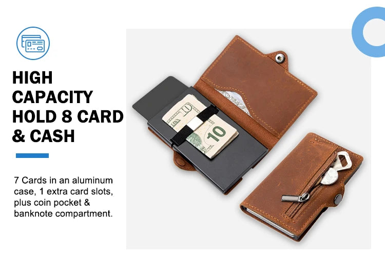 CASEKEY Men’s Wallet — 100% Genuine Cow Leather Short Card Holder Purse, High-Quality Brand Wallet for Men