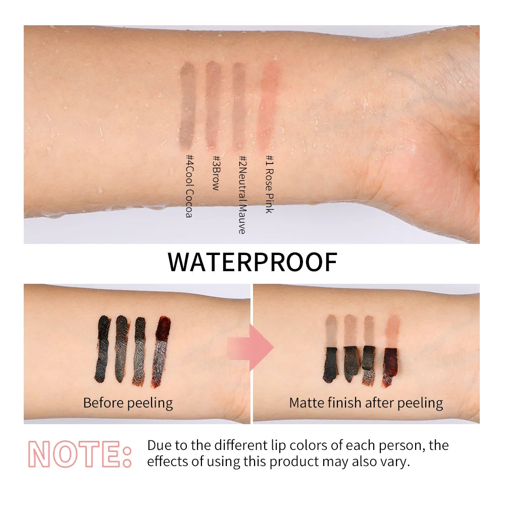 Waterproof Peel-Off Lip Liner & Tattoo Lip Gloss – Long-Lasting Matte Lip Tint & Brown Contour Lip Stain