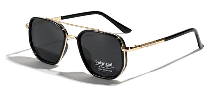 Peekaboo TR90 Polarized Sunglasses – Retro Metal Square Style for Men & Women, UV400 Double Bridge Driving Glasses
