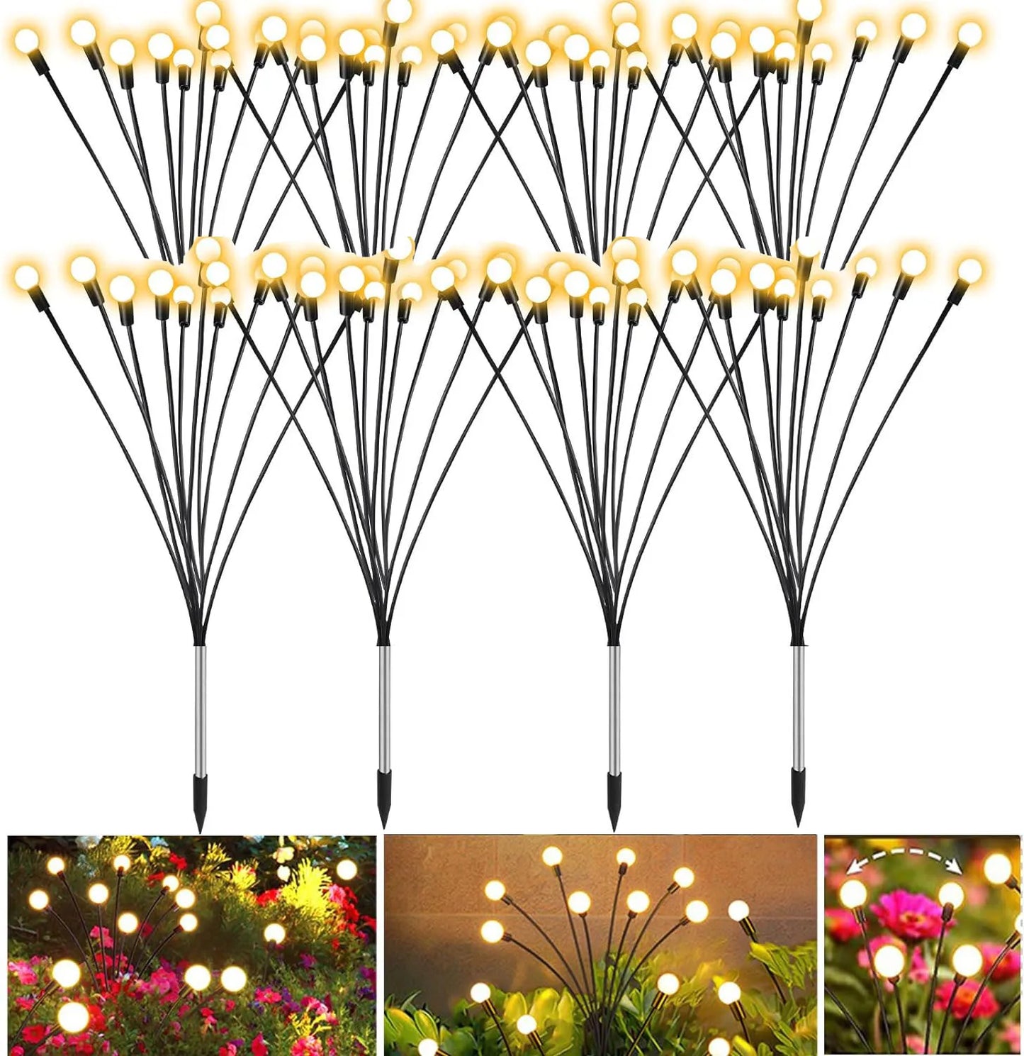 Solar Wind Firefly Garden Lights – LED Outdoor Lawn Lamp with Wind-Driven Effect, Landscape Ground Plug Holiday Garden Decoration