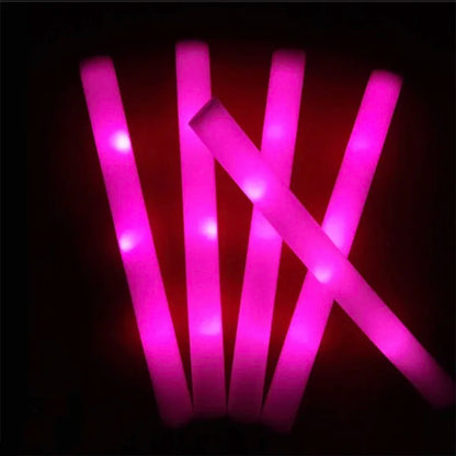60Pcs RGB LED Glow Sticks – Colorful Foam Cheer Tubes for Dark Light, Birthday, Wedding, and Party Supplies