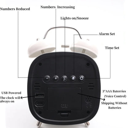 LED Digital Alarm Clock – Voice Control, Date & Temperature Display, Adjustable Brightness & Snooze, 12/24H Table Clock
