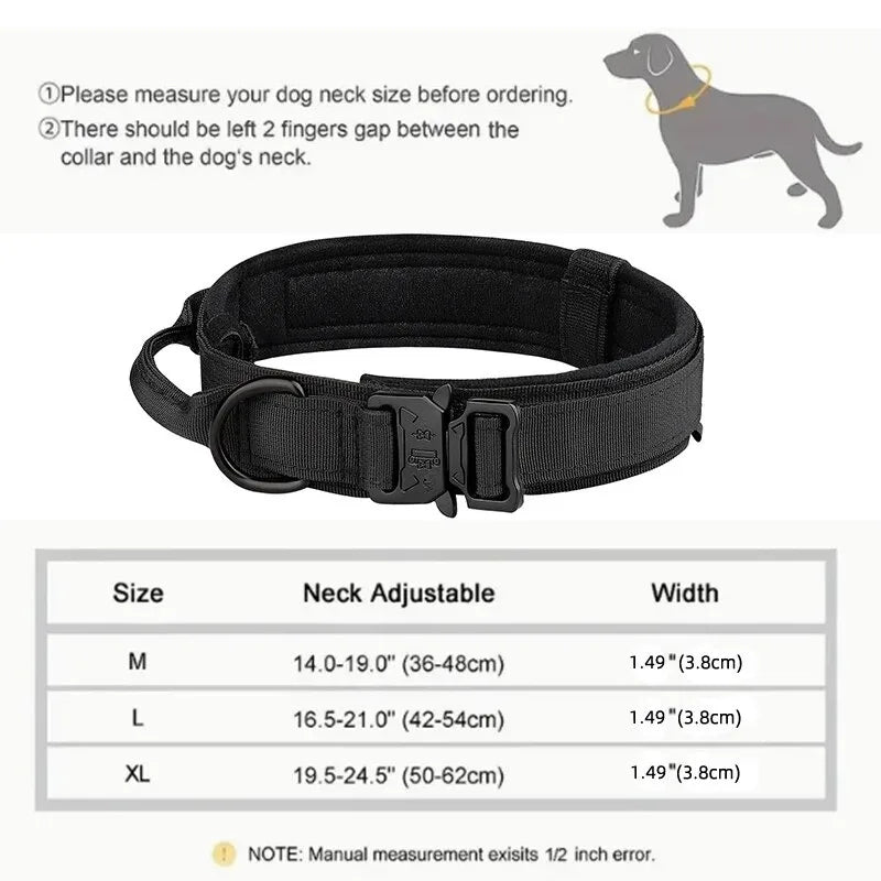 Nylon Tactical Dog Collar with Handle – Adjustable Durable Collar for Medium & Large Dogs Pet Accessories