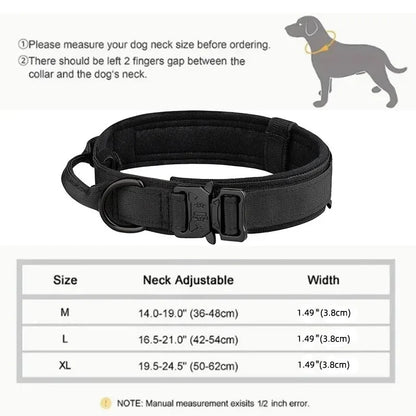 Nylon Tactical Dog Collar with Handle – Adjustable Durable Collar for Medium & Large Dogs Pet Accessories