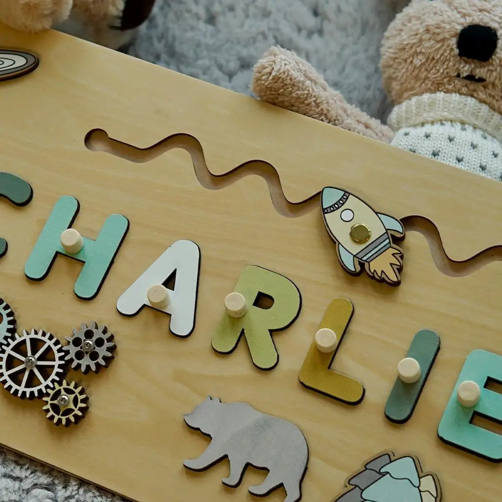 Montessori Personalized Wooden Name Puzzle — Custom Letter Board Educational Toy for Babies