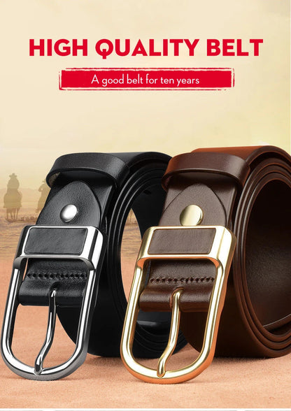 Genuine Leather Men's Belt – High-Quality Buckle, Cowskin Casual & Business Waistband, Fashion Designer 2022 New
