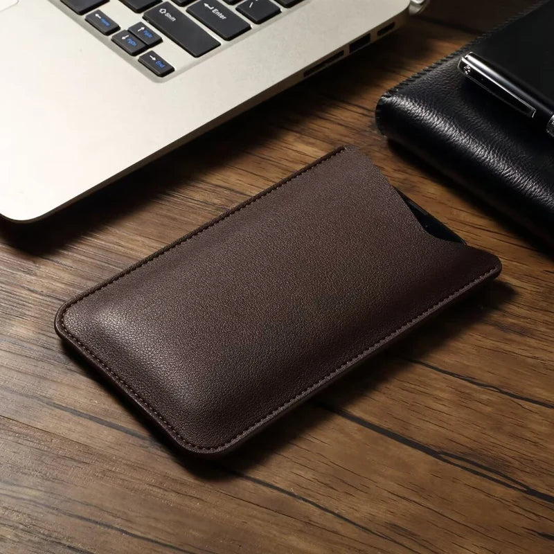 Universal PU Leather Phone Pouch - Protective Mobile Phone Bag for iPhone, Samsung, Xiaomi & Huawei Devices