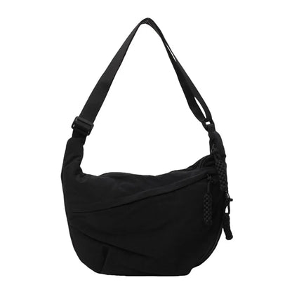 Women’s Casual Canvas Crossbody Bag – Large Capacity Lightweight  Hobo Shoulder Bag Solid Color Dumpling Bag