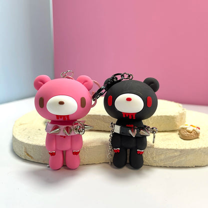 Demon Bear Keychain - Cute Punk Teddy Bag Charm with Spiked Collar, Collectible Gift Accessory