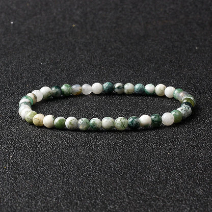 4mm Natural Stone Bead Stretch Bracelet for Men & Women – Agate Lava Handmade Reiki Crystal Jewelry