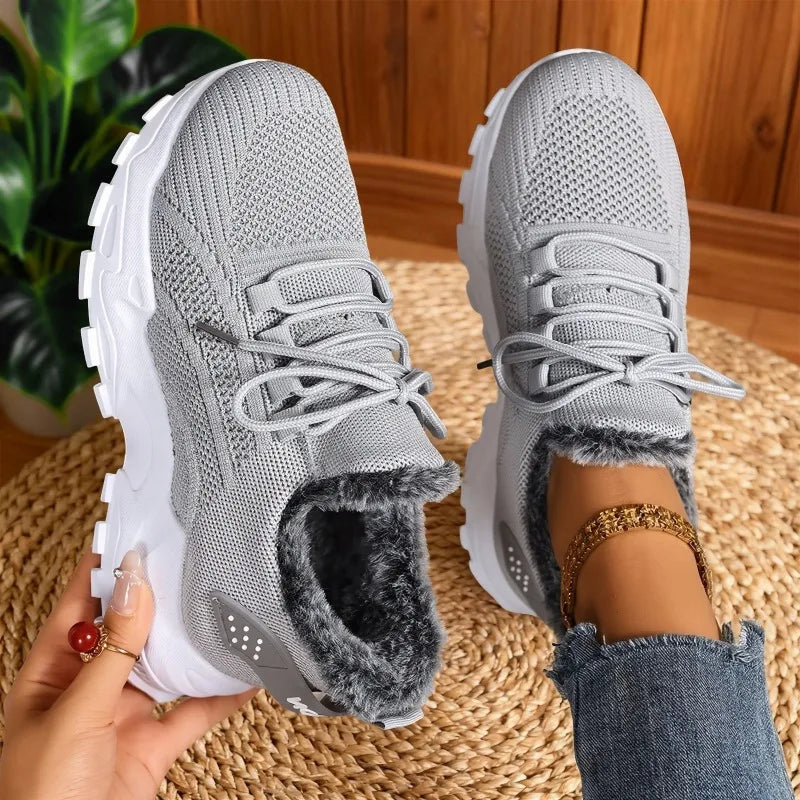 Women’s Winter Warm Sneakers – Non Slip Cold Weather Outdoor Walking Sports Shoes