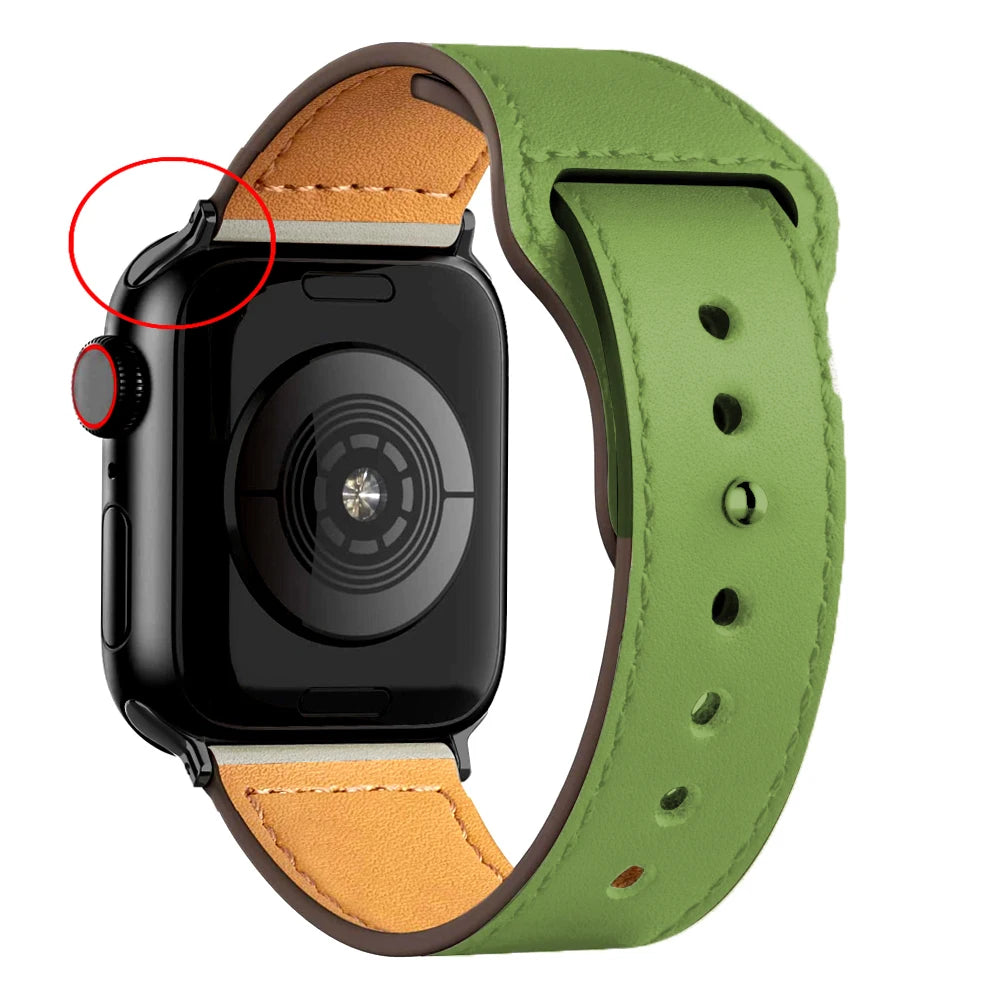 Leather Band for Apple Watch Ultra 2 – Compatible 49mm/45mm/44mm/41mm/40mm/38mm, Wrist Bracelet Strap for iWatch Series 3–9, SE, 4, 5, 6, 7, 8 & 9