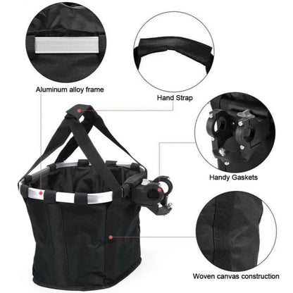 Bicycle Front Basket & Pet Carrier — 2-in-1 Detachable MTB Handlebar Bag, Small Dog Pouch, Foldable Cycling Baggage, 5KG Load