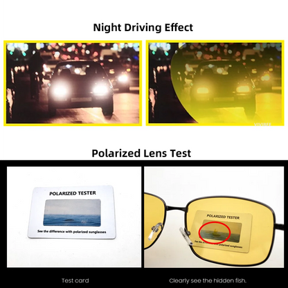VIVIBEE Polarized Night Vision Driving Glasses – Metal Frame Yellow UV400 Goggles for Men & Women 2025