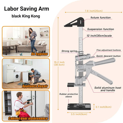 2-Pack Labor Saving Arm Jacks – 15.2" Aluminum Hand Lifting Tools with Bag for Furniture, Window & Door Installation