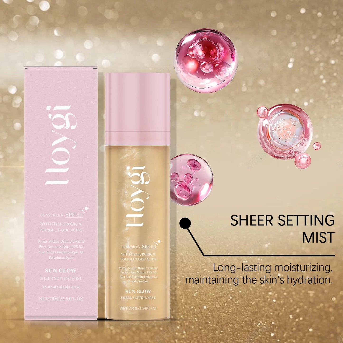 Hoygi SPF 50+ Matte Setting Spray — Long-Lasting Oil-Control Waterproof Makeup Fixer (Non-Greasy)