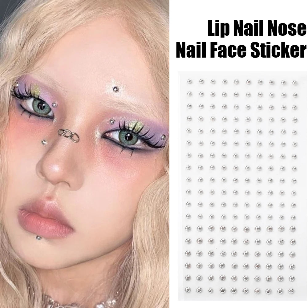 180PC Non-Piercing Lip, Nail & Body Stickers – Self-Adhesive, Waterproof, Reusable Fake Jewelry for Lips, Eyebrows, Nose & Belly Button