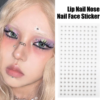 180PC Non-Piercing Lip, Nail & Body Stickers – Self-Adhesive, Waterproof, Reusable Fake Jewelry for Lips, Eyebrows, Nose & Belly Button