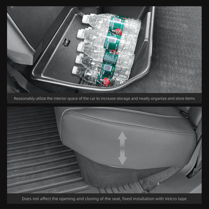 Tesla Cybertruck 2024–2025 Under Seat Storage Box Set – Rear Seat Lower Organizer Case, Car Interior Hidden Storage Accessories